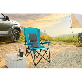High Back Heavy Duty Red Portable Foldable Lawn Chair With Cup Holder (Color: Blue)