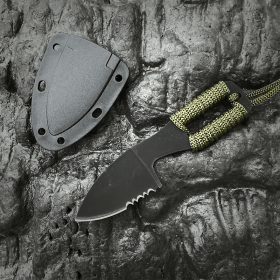1pc All-steel outdoor knife, portable rope knife, multi-function portable knife, fruit knife, home car, wilderness survival (Color: Green)